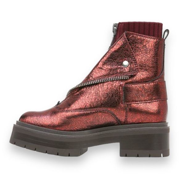 SAM EDELMAN Lind Moto Boots in Bordeaux Leather Size 8 - Picture 5 of 15